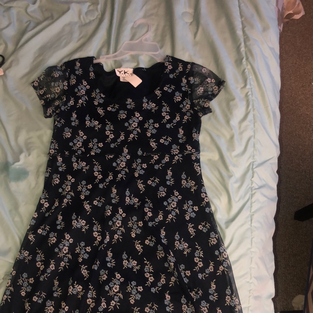 Y.K. clothing Floral Embroidered Black Skirt
